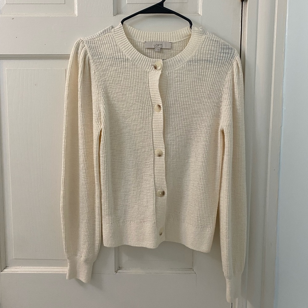LOFT Cream Cardigan Size M